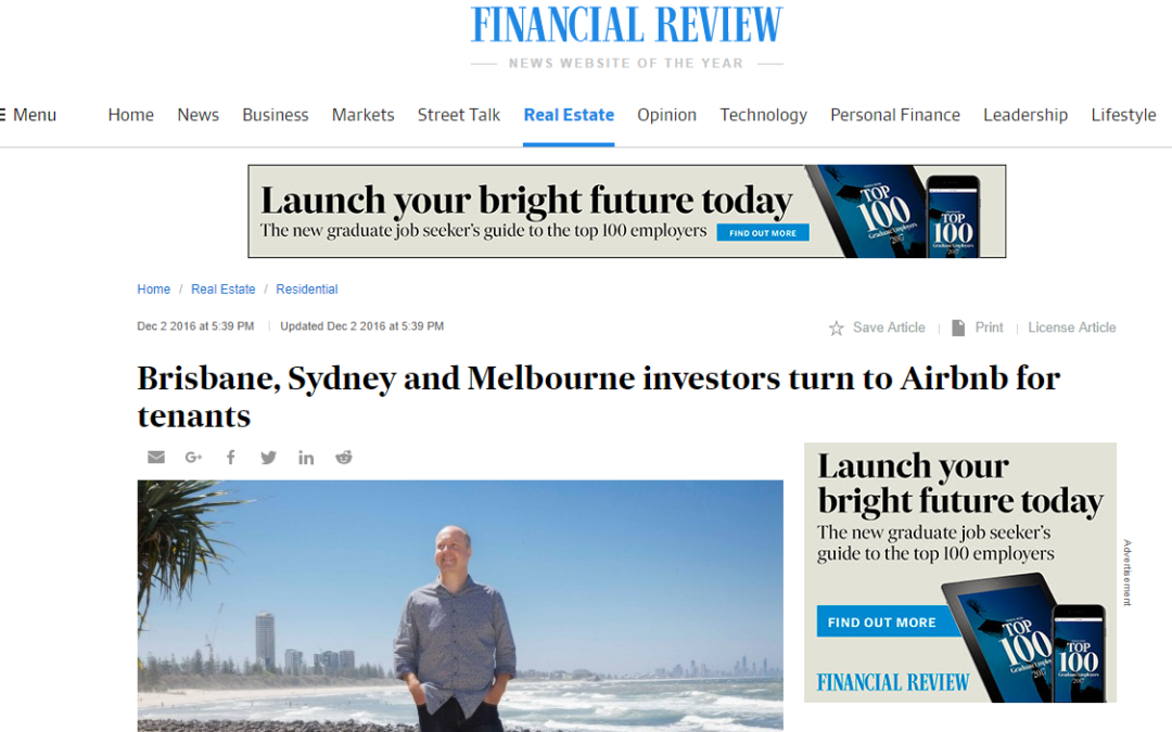 Brisbane, Melbourne, Sydney Investors turn to Airbnb for Tenants